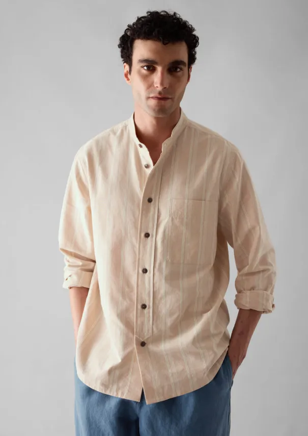 TOAST Shirts*Bold Stripe Grandad Shirt