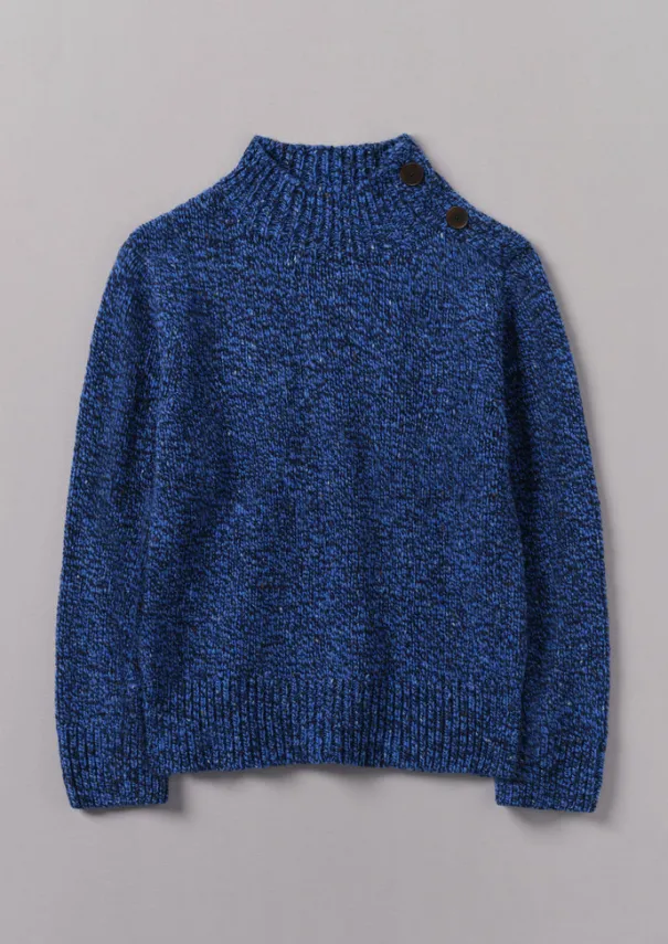 Women TOAST Knitwear*Button Shoulder Marled Donegal Wool Sweater