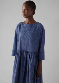 Women TOAST Loungewear|Dresses*Check Crinkle Cotton Boat Neck Dress