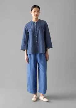 Women TOAST Loungewear|Tops & Tees*Check Crinkle Cotton Tie Shirt
