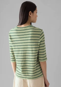 Women TOAST Jersey|Tops & Tees*Cleo Stripe Cotton Half Sleeve Tee