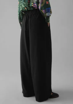 Women TOAST Trousers*Corinne Wool Cotton Herringbone Wide Leg Trousers