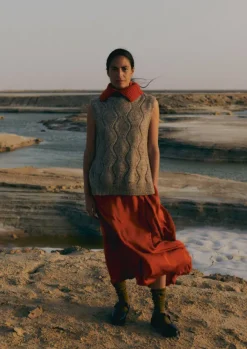 Women TOAST Knitwear*Cotton Alpaca Reverse Cable Tank