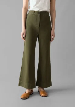 Women TOAST Trousers*Cotton Canvas Kick Flare Trousers