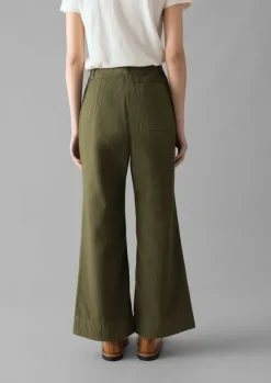 Women TOAST Trousers*Cotton Canvas Kick Flare Trousers