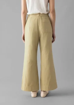Women TOAST Trousers*Cotton Canvas Kick Flare Trousers