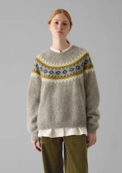 Women TOAST Knitwear*Fair Isle Yoke Mohair Blend Easy Sweater