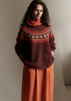 Women TOAST Knitwear*Fair Isle Yoke Mohair Blend Easy Sweater