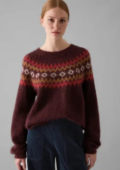 Women TOAST Knitwear*Fair Isle Yoke Mohair Blend Easy Sweater