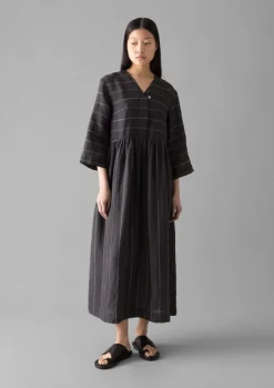 Women TOAST Linen|Loungewear*Fine Stripe Linen V-Neck Dress