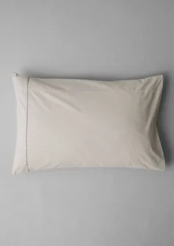 TOAST Textiles|Bed Linen*Fine Stripe Organic Cotton Embroidered Pillowcase