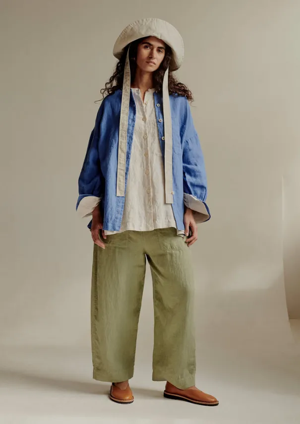 Women TOAST Linen|Loungewear*Garment Dyed Linen Barrel Leg Trousers
