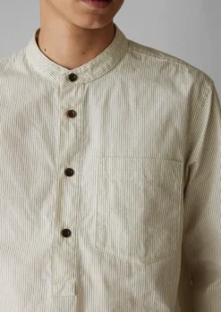 TOAST Shirts*Grandad Collar Stripe Pullover Shirt