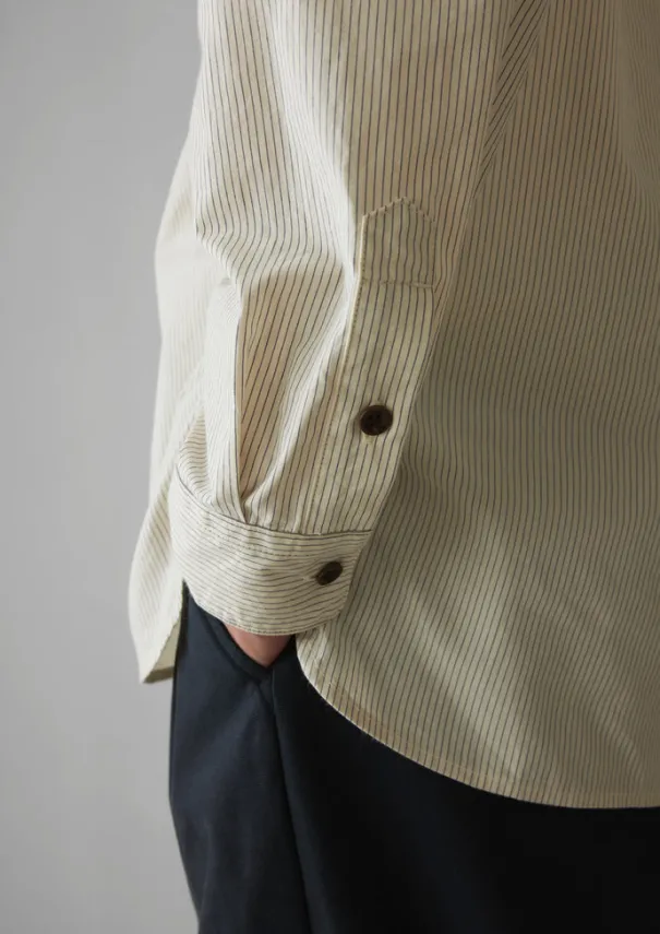 TOAST Shirts*Grandad Collar Stripe Pullover Shirt