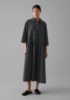 Women TOAST Cashmere|Loungewear*Graph Check Cotton Cashmere Shirt Dress
