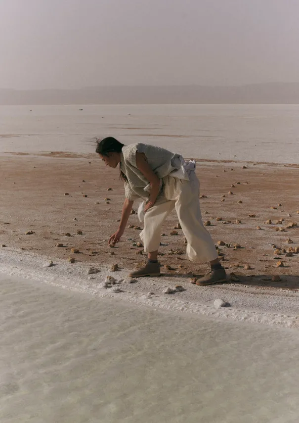 Women TOAST Knitwear*Grid Stitch Wool Cotton Tank