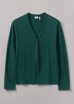 Women TOAST Linen|Jersey*Half Placket Cotton Linen Tee