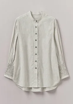 Women TOAST Shirts|Tops & Tees*Hand Smocked Stripe Cotton Linen Shirt