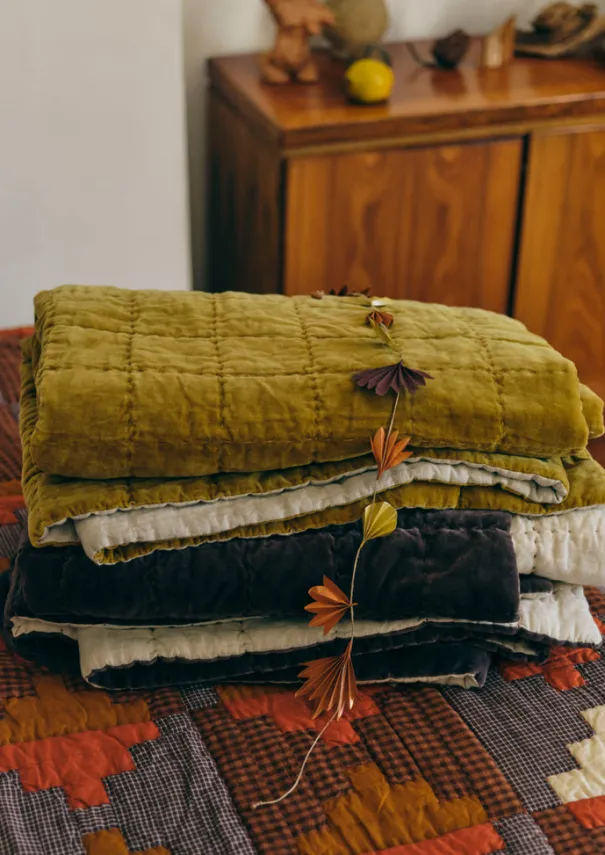 TOAST Textiles|Blankets & Throws*Hand Stitched Organic Velvet Quilt