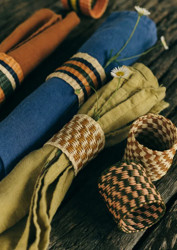 TOAST Textiles*Hand Woven Iraca Napkin Rings