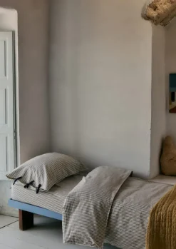 TOAST Textiles|Bed Linen*Organic Cotton Pyjama Stripe Fitted Sheet