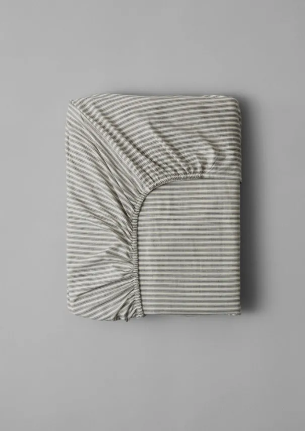 TOAST Textiles|Bed Linen*Organic Cotton Ticking Stripe Fitted Sheet