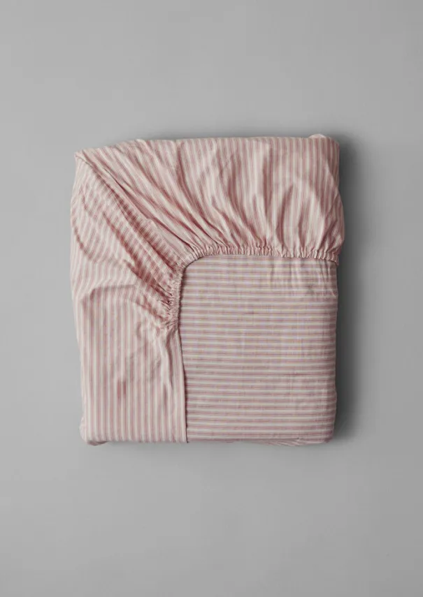 TOAST Textiles|Bed Linen*Organic Cotton Ticking Stripe Fitted Sheet