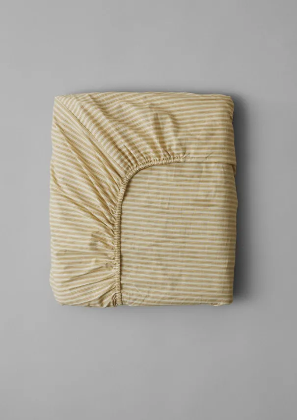 TOAST Textiles|Bed Linen*Organic Cotton Ticking Stripe Fitted Sheet