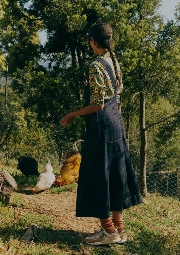 Women TOAST Denim|Dresses*Side Button Denim Pinafore Dress