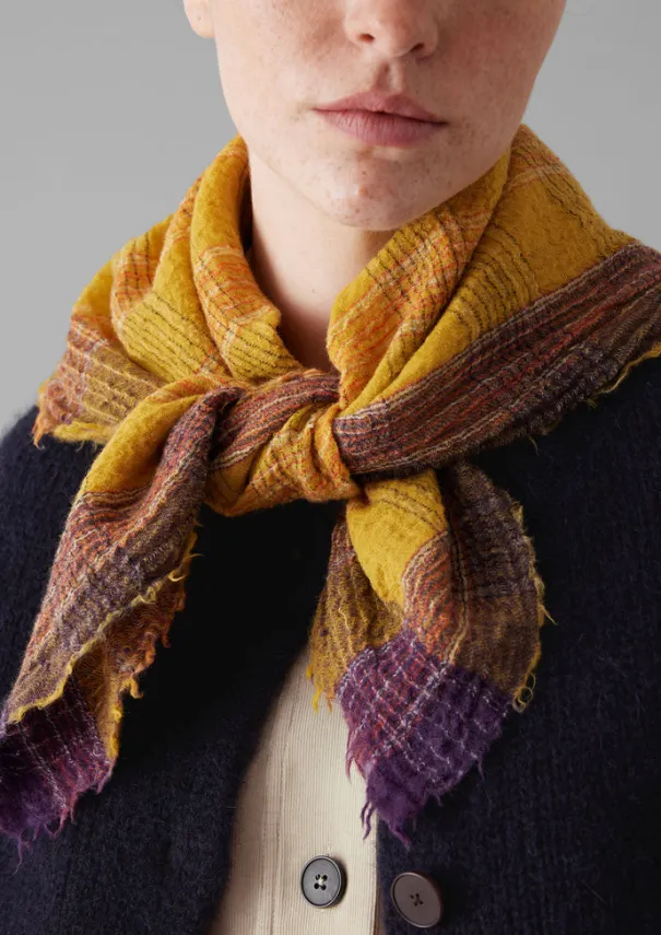 Women TOAST Hats, Scarves & Gloves*Stellar Boiled Wool Check Scarf