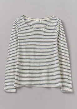 Women TOAST Jersey|Tops & Tees*Stripe Cotton Open Neck Tee