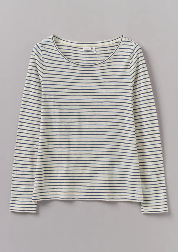 Women TOAST Jersey|Tops & Tees*Stripe Cotton Open Neck Tee
