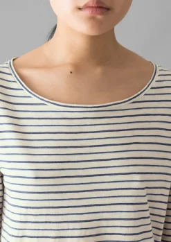 Women TOAST Jersey|Tops & Tees*Stripe Cotton Open Neck Tee