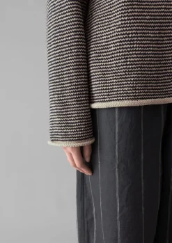 Women TOAST Linen|Jersey*Stripe Linen Cotton Sweater