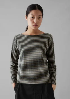 Women TOAST Jersey|Tops & Tees*Stripe Soft Cotton Long Sleeve Tee