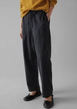 Women TOAST Trousers*Suki Wool Cotton Seersucker Check Trousers