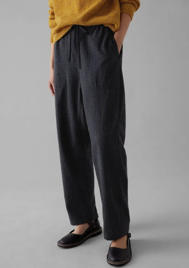 Women TOAST Trousers*Suki Wool Cotton Seersucker Check Trousers