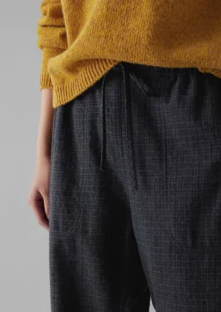 Women TOAST Trousers*Suki Wool Cotton Seersucker Check Trousers