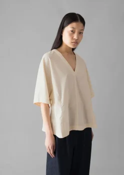 Women TOAST Tops & Tees*Textured Cotton Poplin V-Neck Top