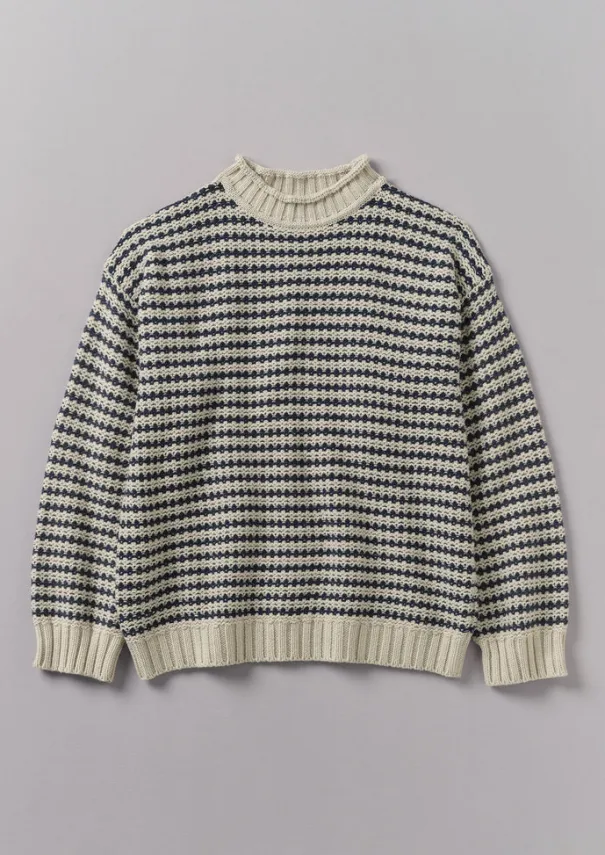 TOAST Knitwear*Tucking Stripe Wool Cotton Sweater