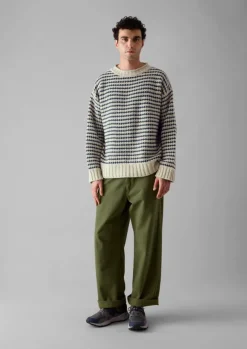 TOAST Knitwear*Tucking Stripe Wool Cotton Sweater