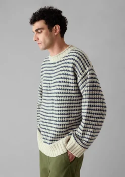TOAST Knitwear*Tucking Stripe Wool Cotton Sweater