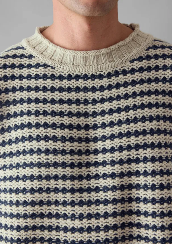 TOAST Knitwear*Tucking Stripe Wool Cotton Sweater