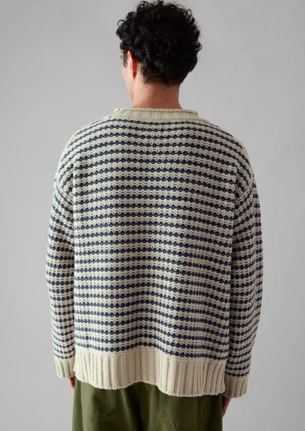 TOAST Knitwear*Tucking Stripe Wool Cotton Sweater