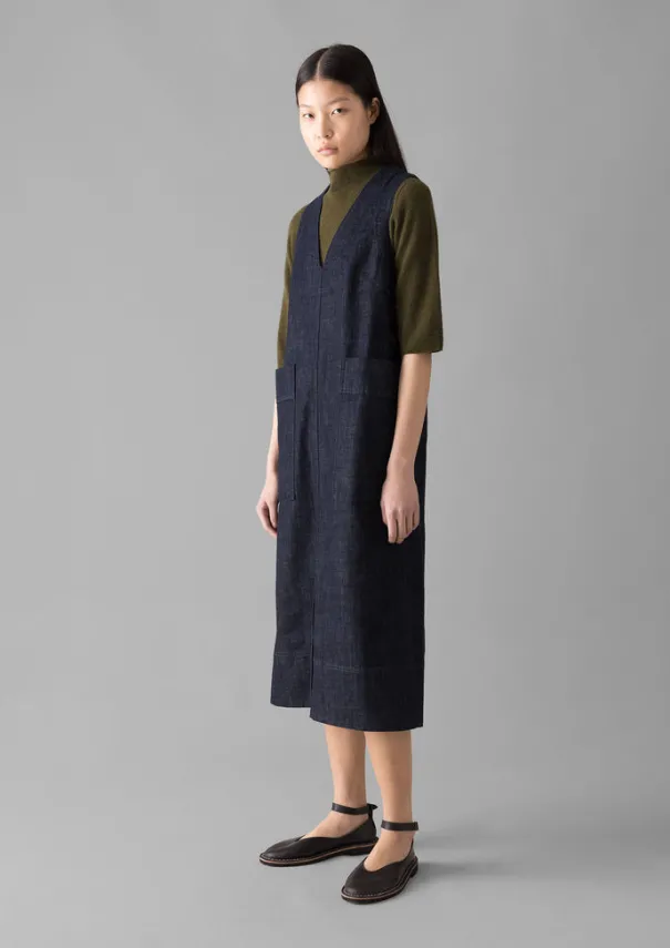 Women TOAST Denim|Workwear*V-Neck Denim Pinafore Dress